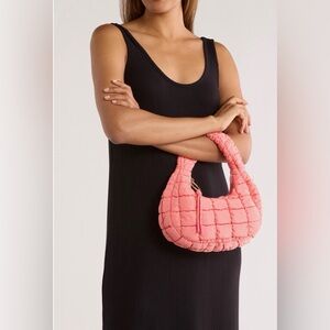 Urban Expressions Coral Quilted Shoulder Bag with Ruched Handle